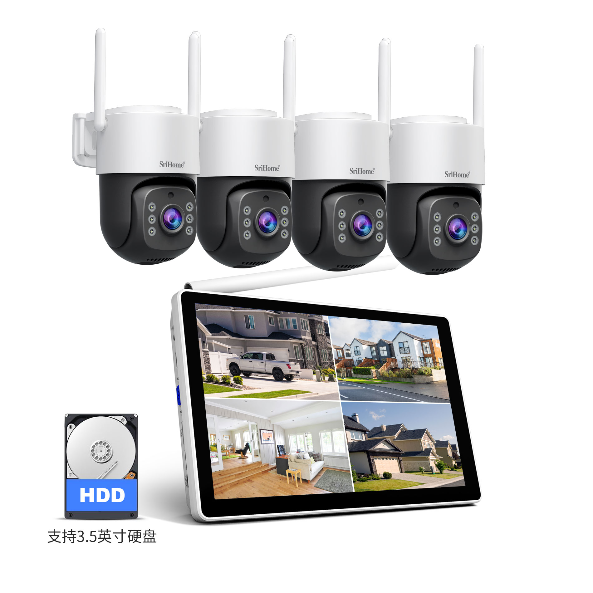 Home Security Monitoring - Srihome NVS012-IPC056 5MP IP Camera 10.1