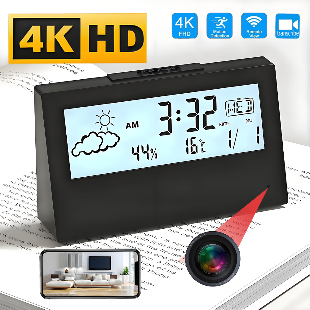 Hidden Camera Clock - 4K Mini WiFi Clock Wireless Camera,