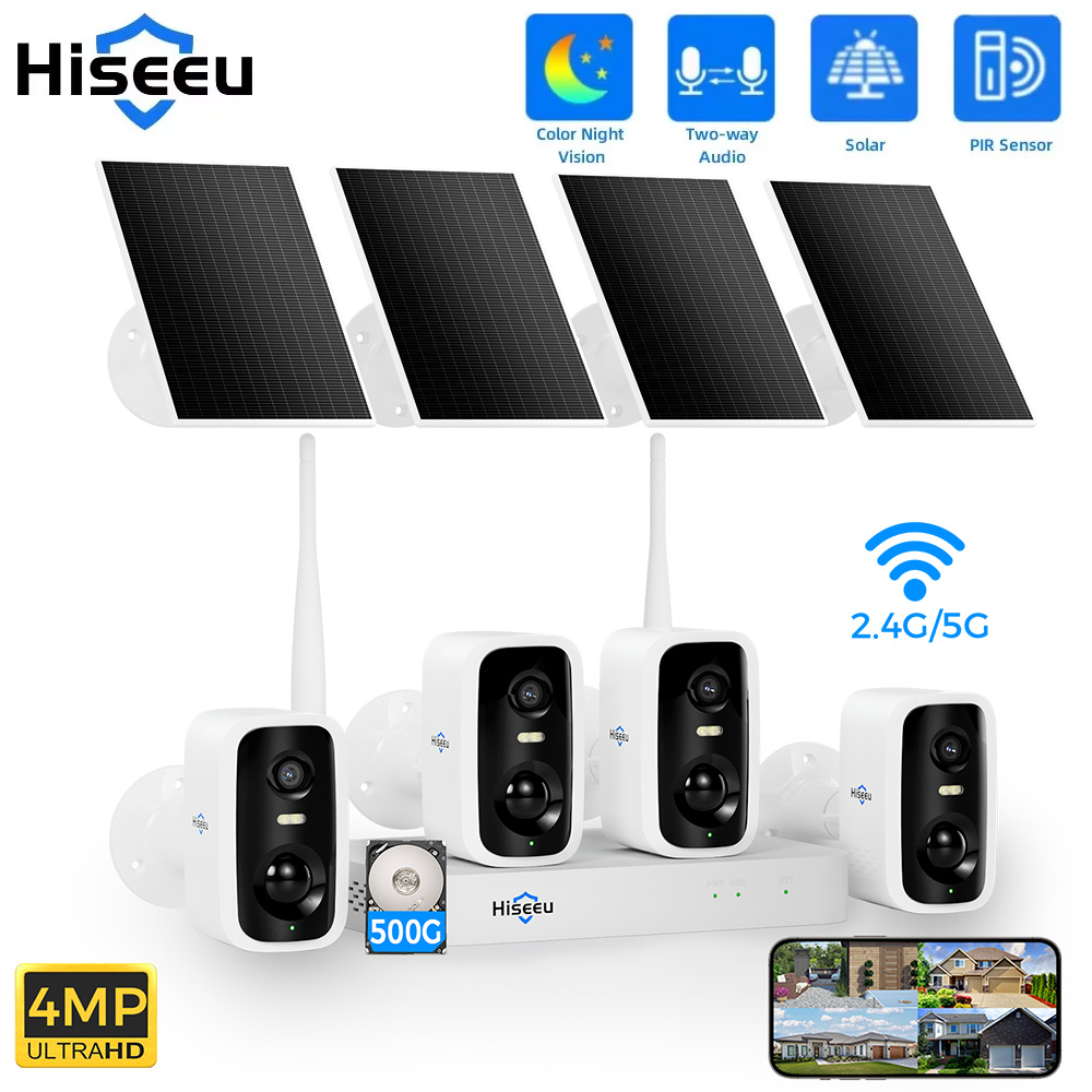 Home Security Monitoring - Hiseeu 10CH NVR 4MP WiFi Solar