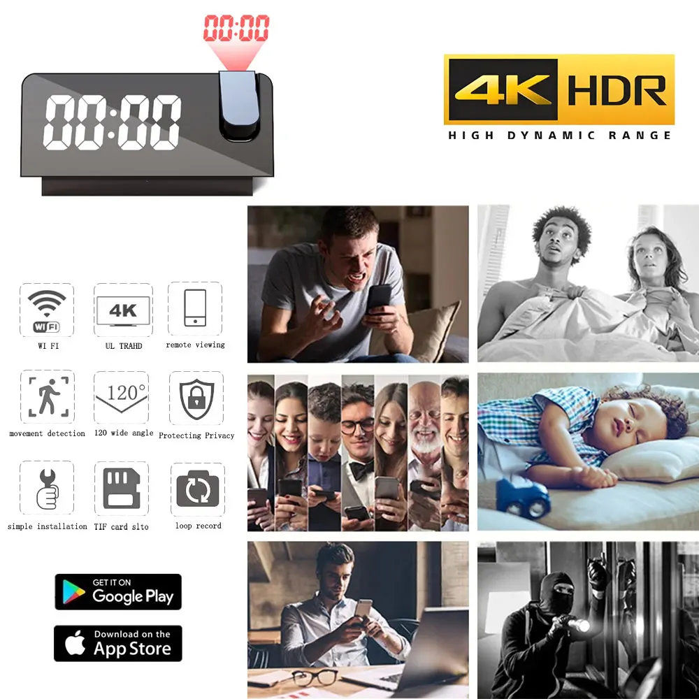 4K HD Projection Alarm Clock C - огляд і ціна Hidden Camera Clock