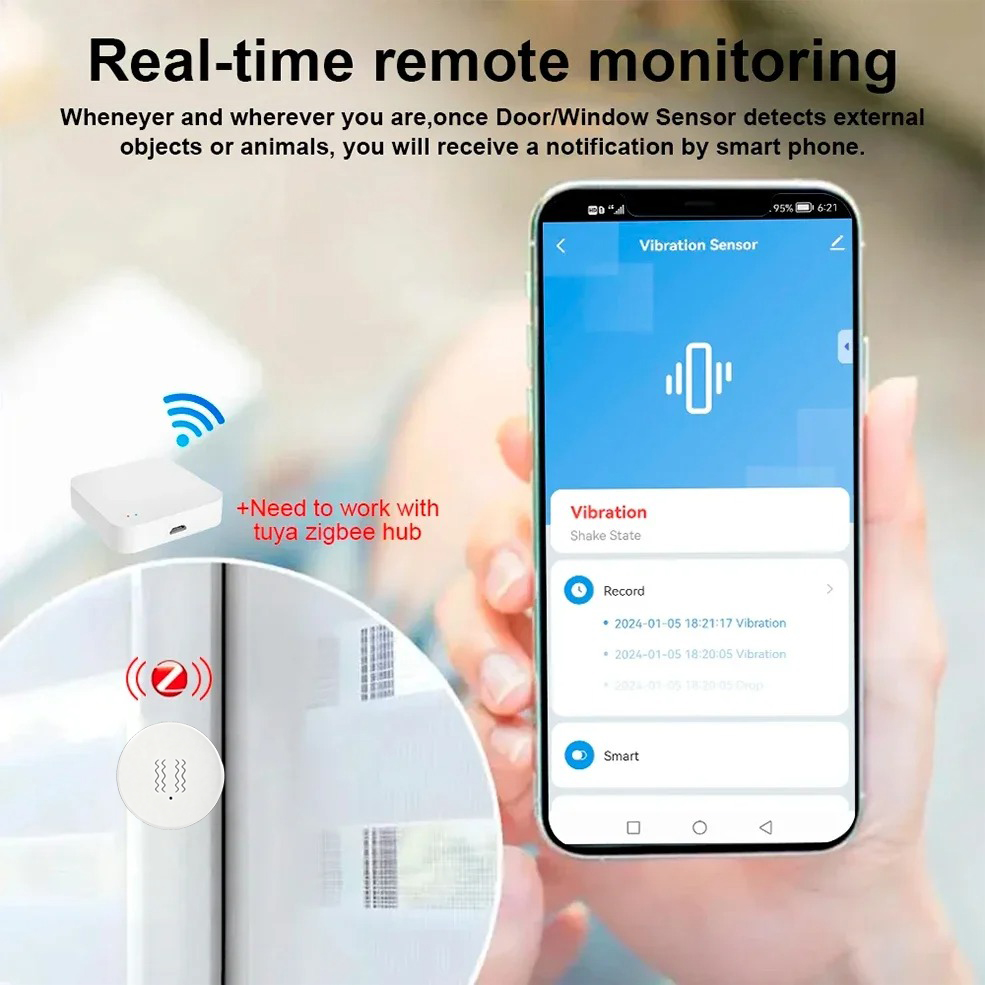 Tuya ZigBee Smart Vibration &  - огляд і ціна Home Security Monitoring