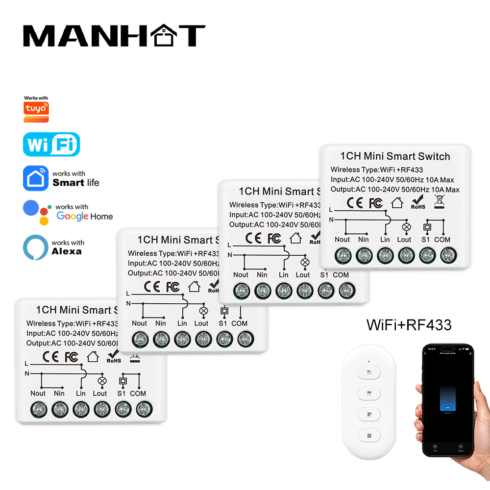 10A Mini WIFI Smart Switch RF4 - огляд і ціна Home Security Alexa
